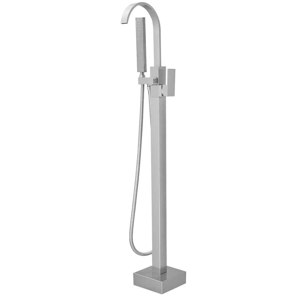 BWE Freestanding Tub Faucet Waterfall Hand Shower Brushed Nickel A-97011-N